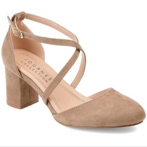 Journee Collection Foster Women's Taupe Block Heel Shoes Size 9.5 Wide